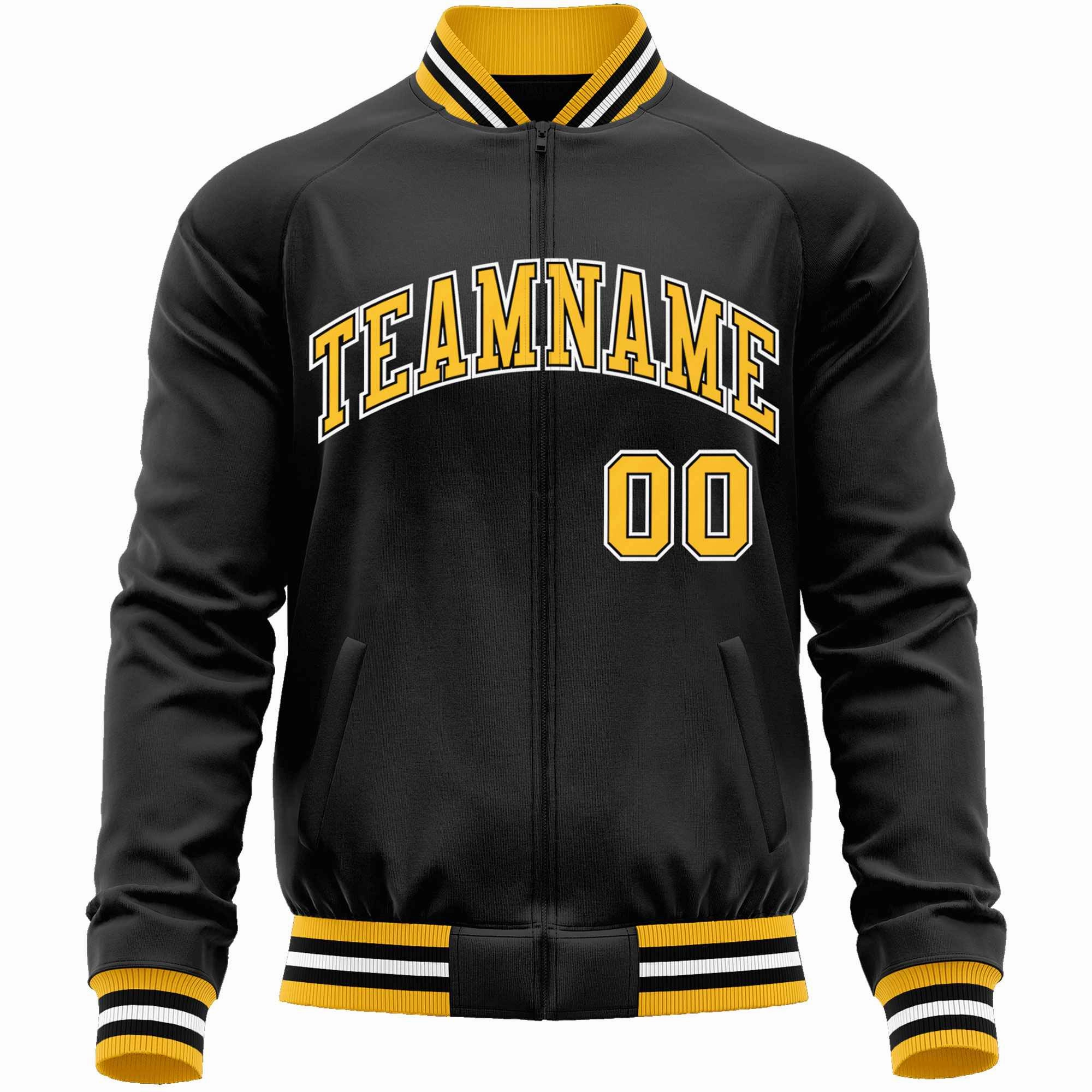 Custom Classic Style Letterman Jackets Personalized Stitched Letters & Number Full-Zip Baseball Jacket