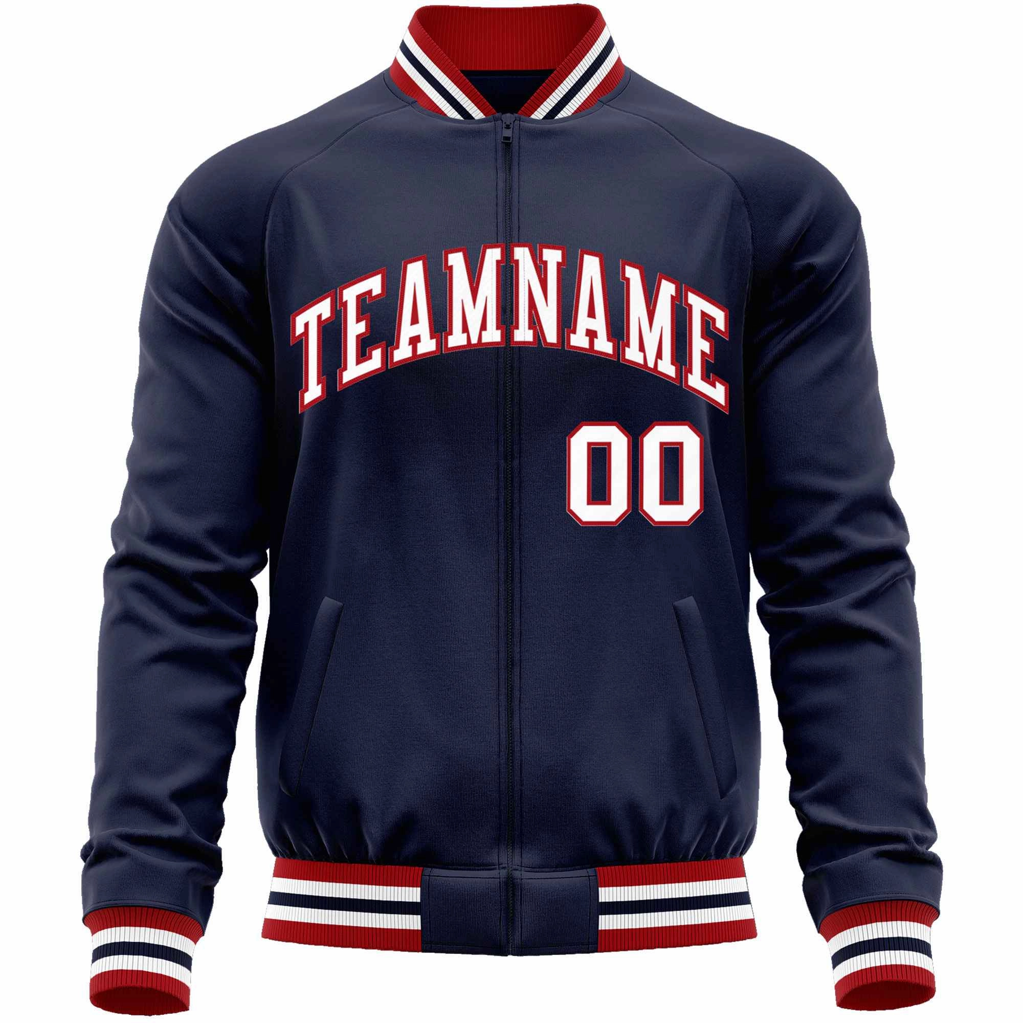 Custom Classic Style Letterman Jackets Personalized Stitched Letters & Number Full-Zip Baseball Jacket