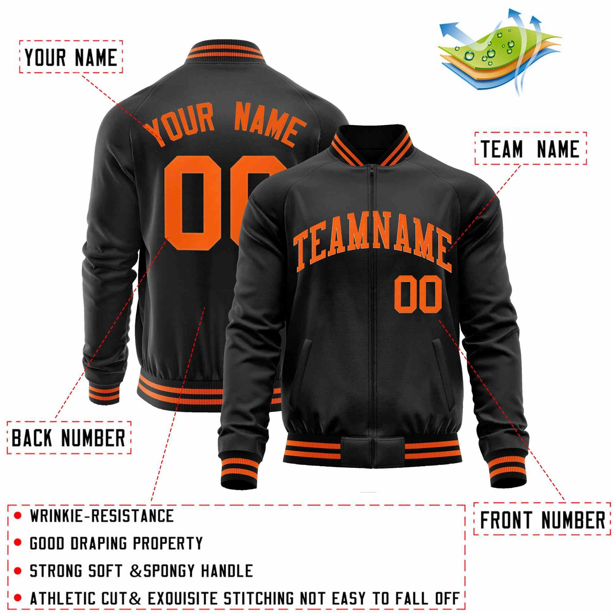 Custom Classic Style Letterman Jackets Personalized Stitched Letters & Number Full-Zip Baseball Jacket