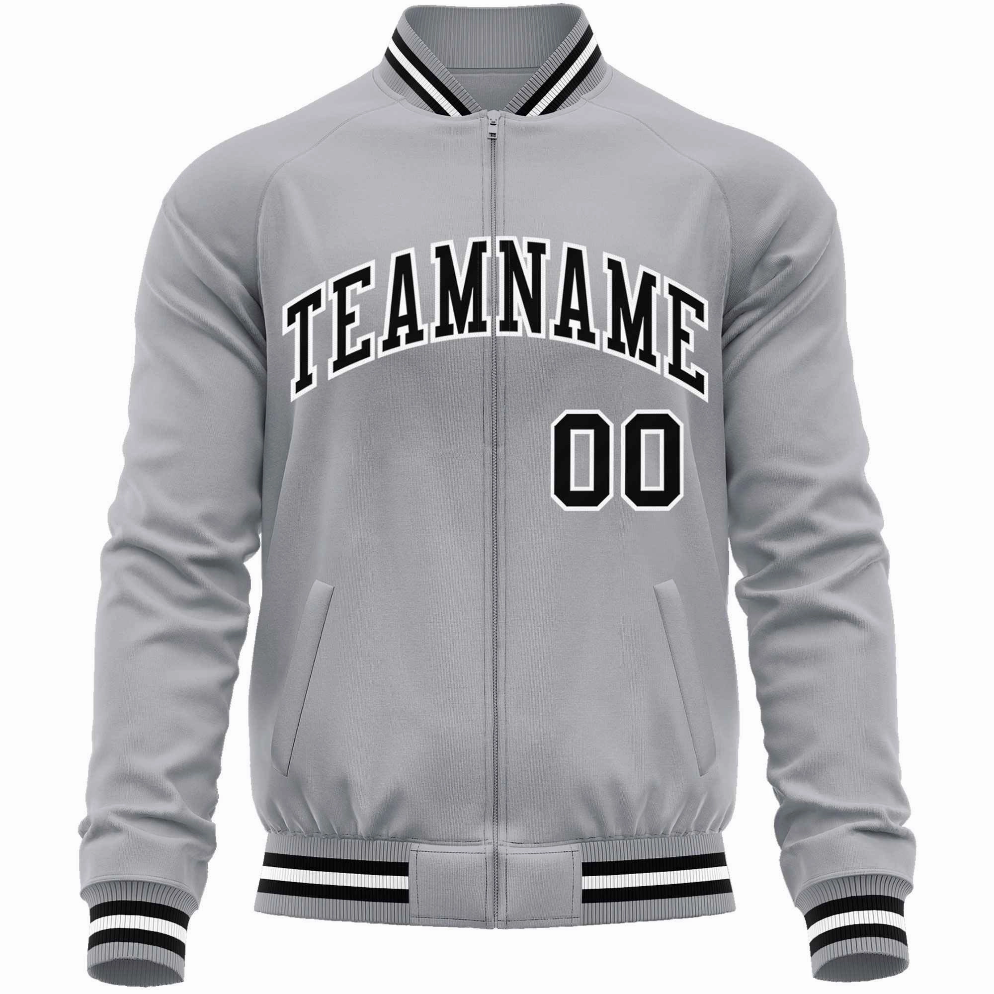 Custom Classic Style Letterman Jackets Personalized Stitched Letters & Number Full-Zip Baseball Jacket