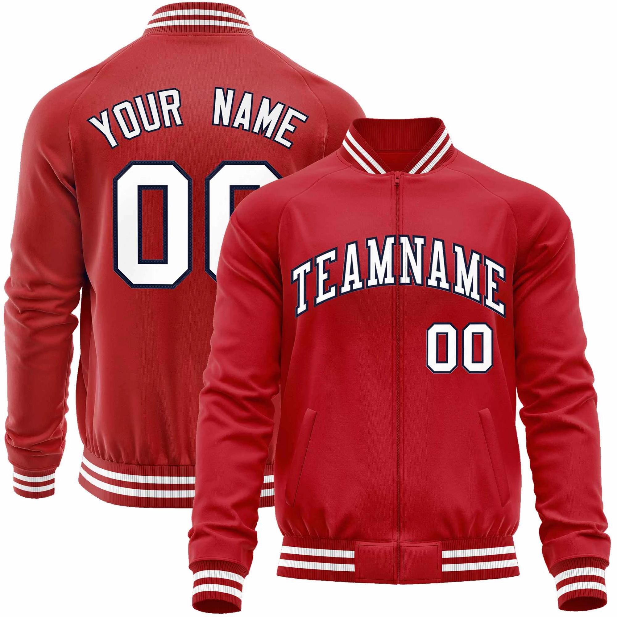 Custom Classic Style Letterman Jackets Personalized Stitched Letters & Number Full-Zip Baseball Jacket