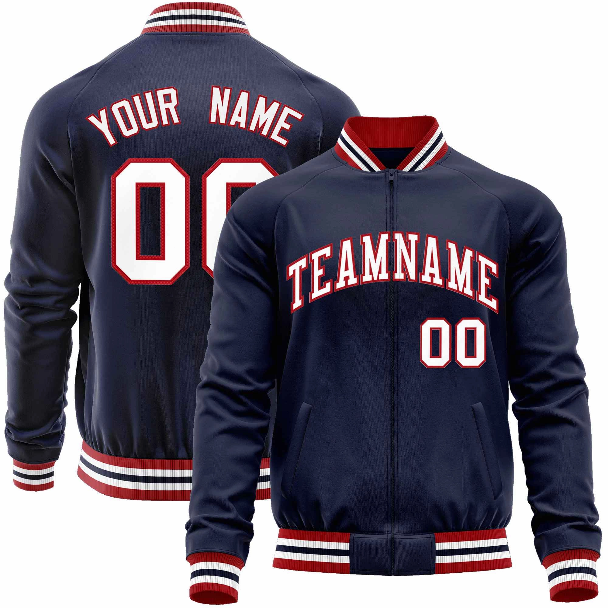 Custom Classic Style Letterman Jackets Personalized Stitched Letters & Number Full-Zip Baseball Jacket