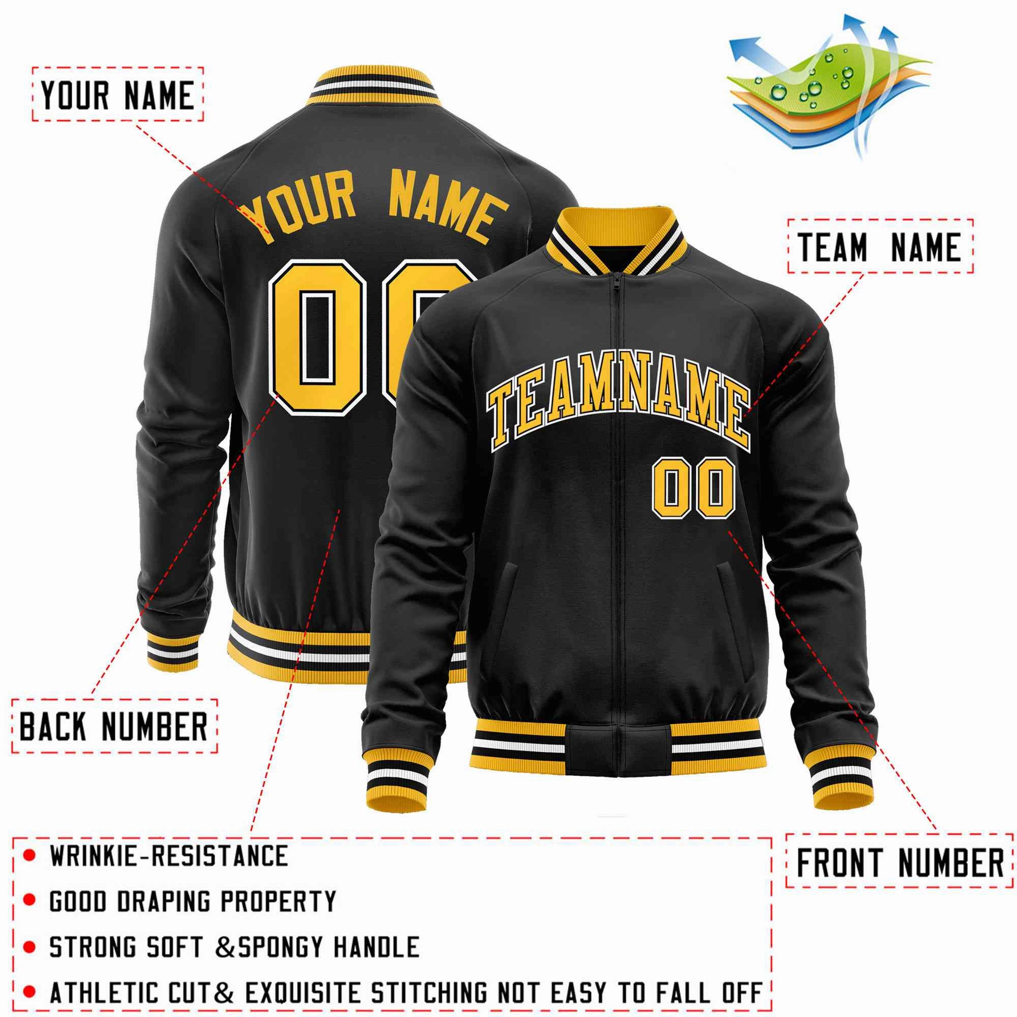 Custom Classic Style Letterman Jackets Personalized Stitched Letters & Number Full-Zip Baseball Jacket