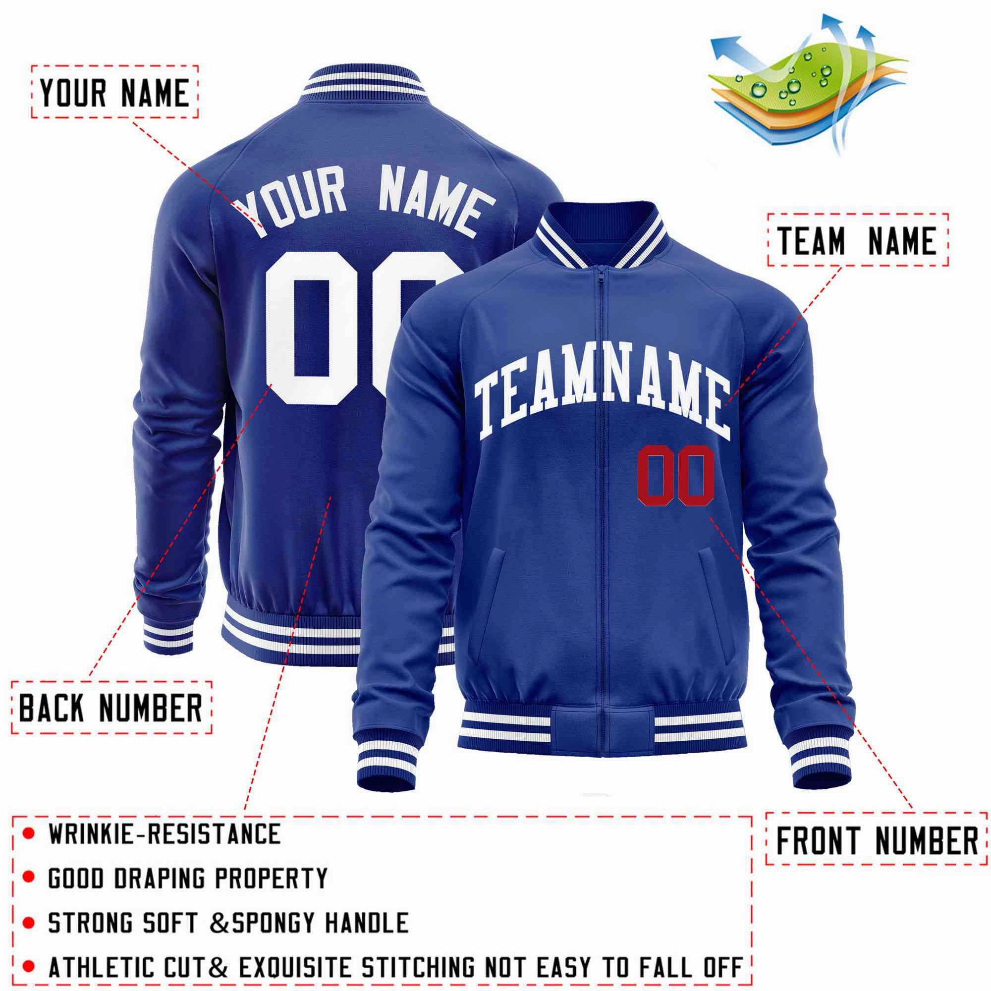 Custom Classic Style Letterman Jackets Personalized Stitched Letters & Number Full-Zip Baseball Jacket