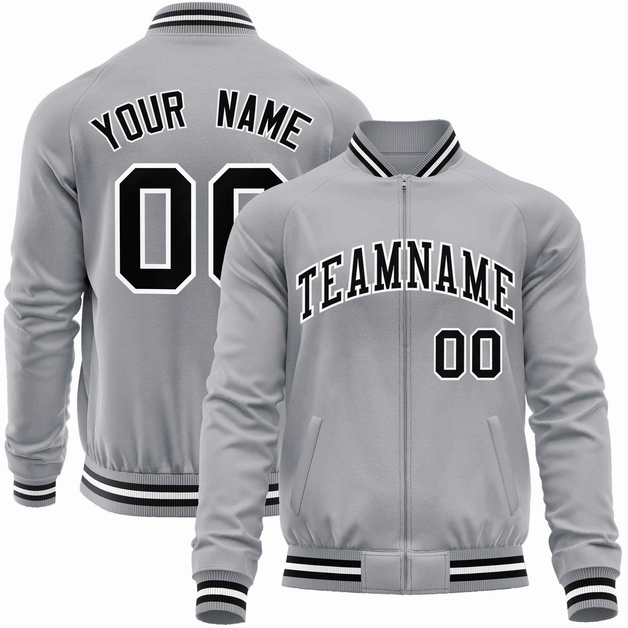 Custom Classic Style Letterman Jackets Personalized Stitched Letters & Number Full-Zip Baseball Jacket