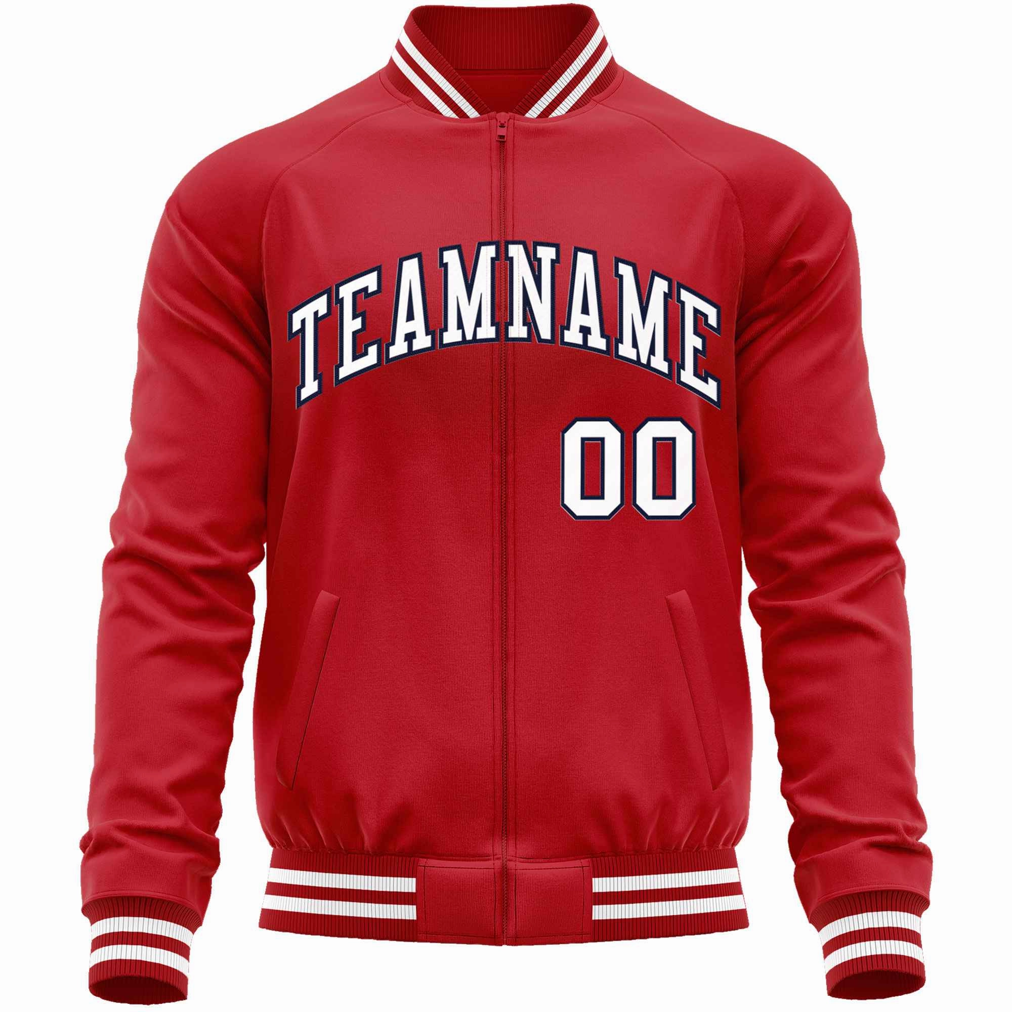 Custom Classic Style Letterman Jackets Personalized Stitched Letters & Number Full-Zip Baseball Jacket