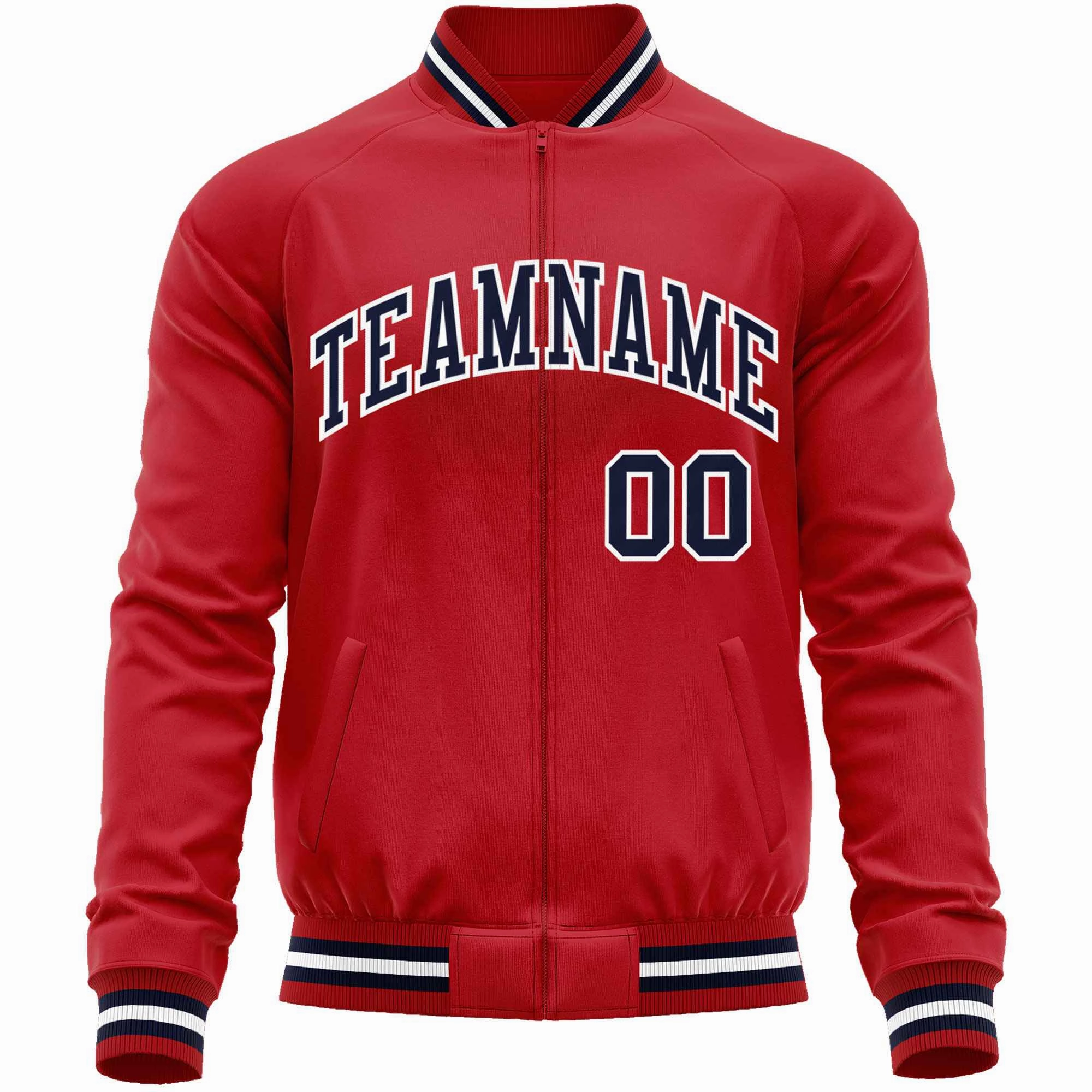 Custom Classic Style Letterman Jackets Personalized Stitched Letters & Number Full-Zip Baseball Jacket