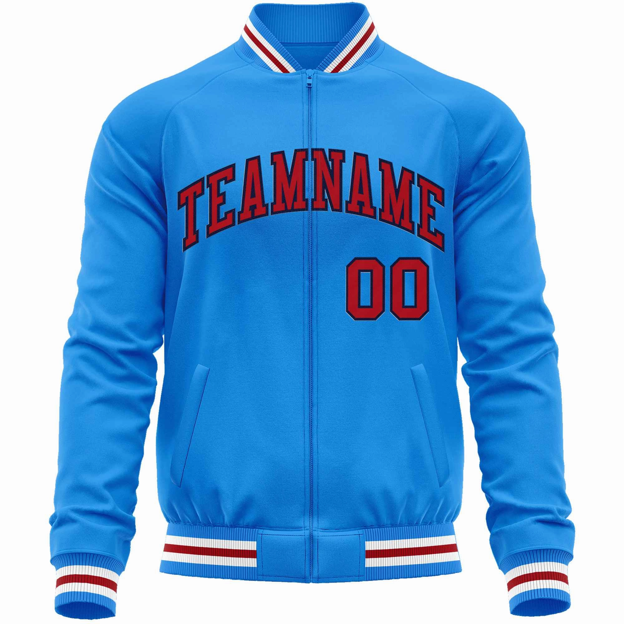 Custom Classic Style Letterman Jackets Personalized Stitched Letters & Number Full-Zip Baseball Jacket