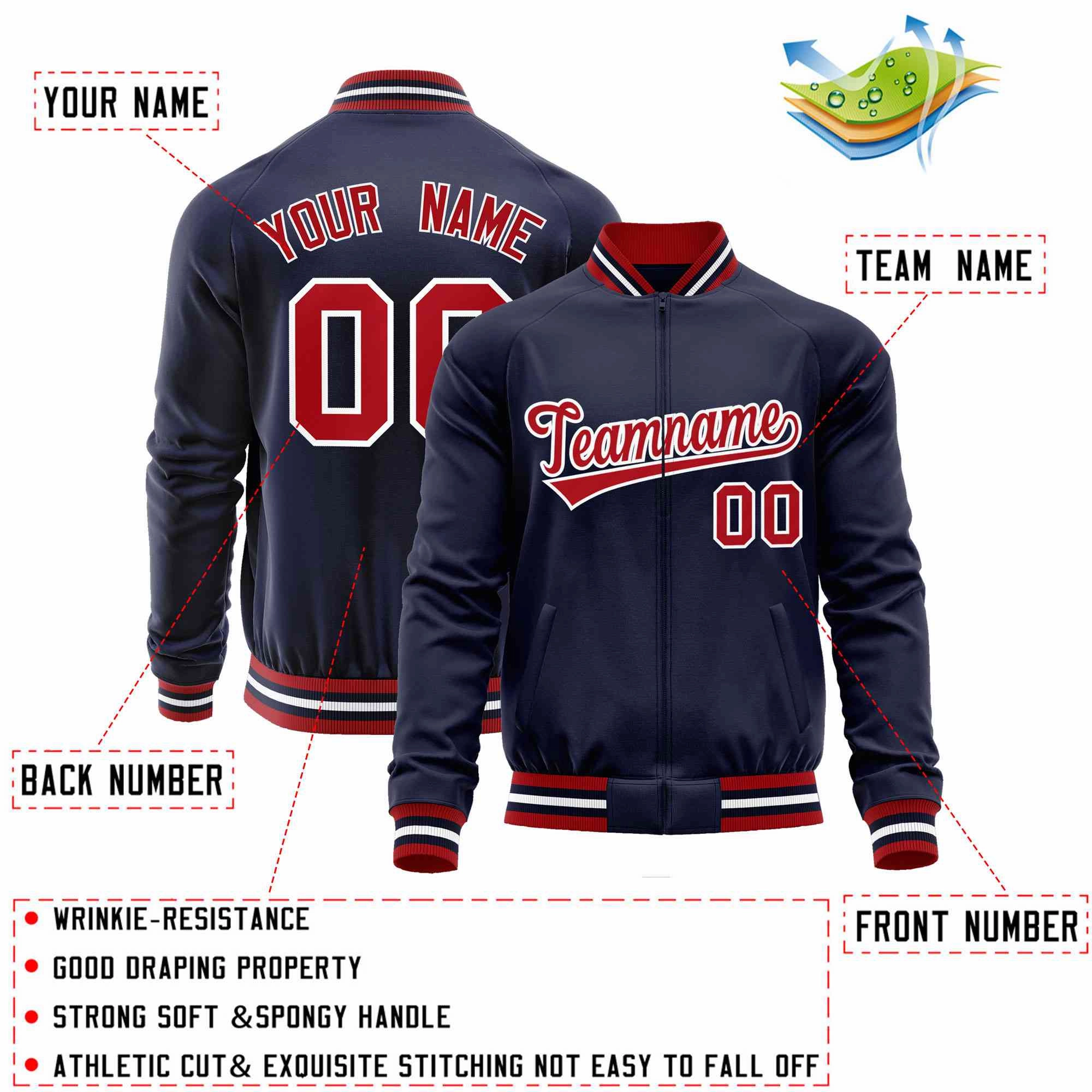 Custom Classic Style  Personalized Stitched Letters & Number Men/Women/Youth Varsity Full-Zip Baseball Jacket