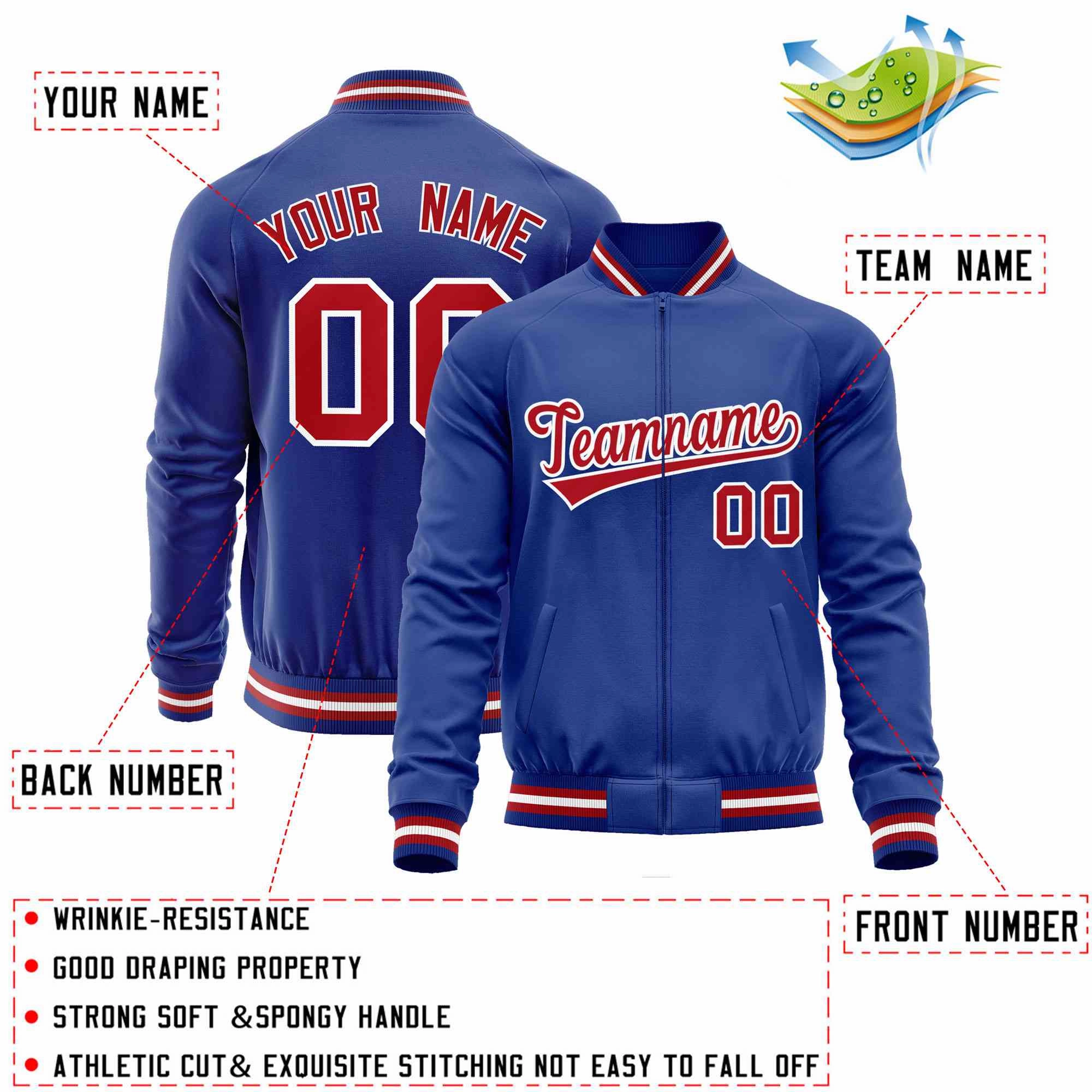 Custom Classic Style  Personalized Stitched Letters & Number Men/Women/Youth Varsity Full-Zip Baseball Jacket