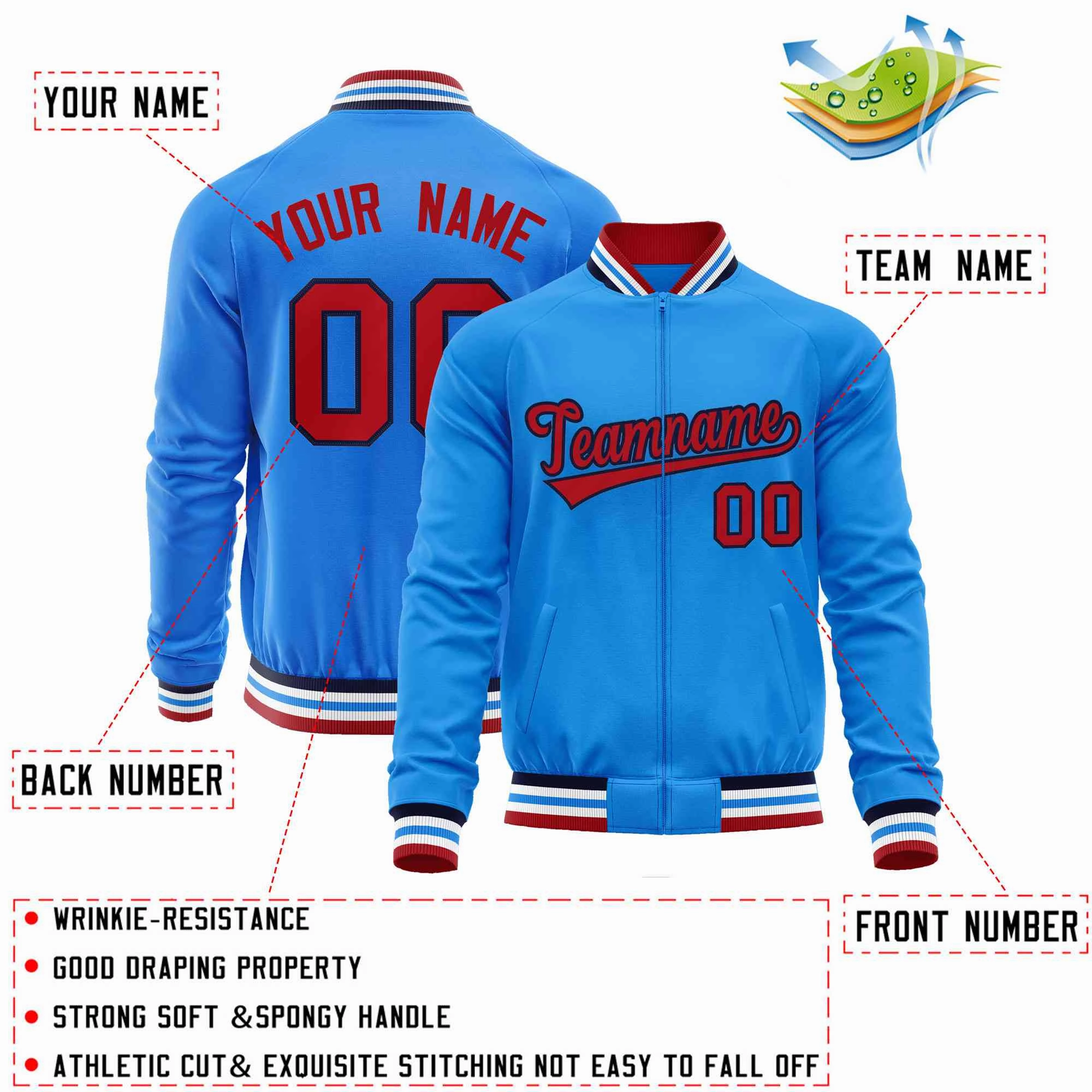 Custom Classic Style  Personalized Stitched Letters & Number Men/Women/Youth Varsity Full-Zip Baseball Jacket