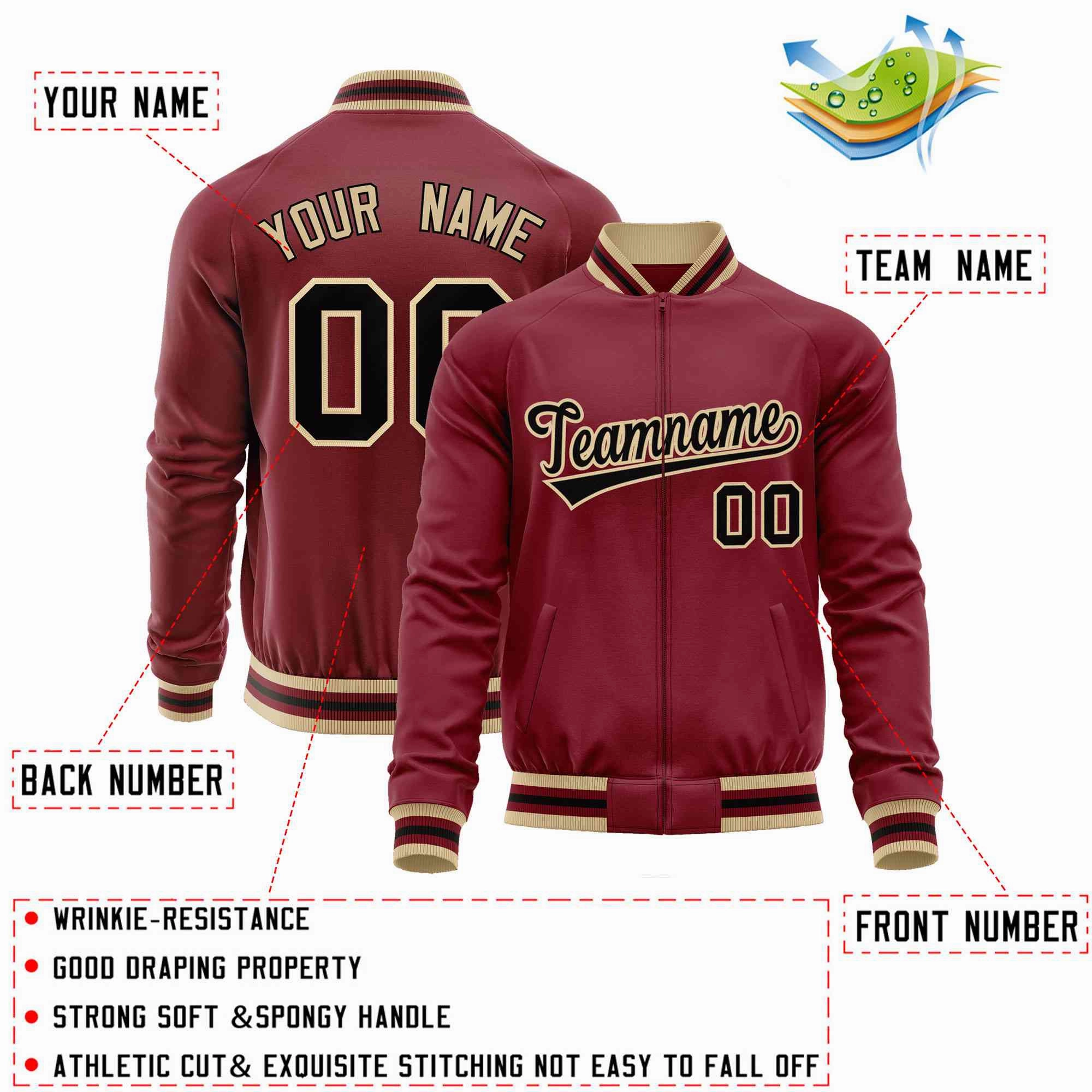 Custom Classic Style  Personalized Stitched Letters & Number Men/Women/Youth Varsity Full-Zip Baseball Jacket