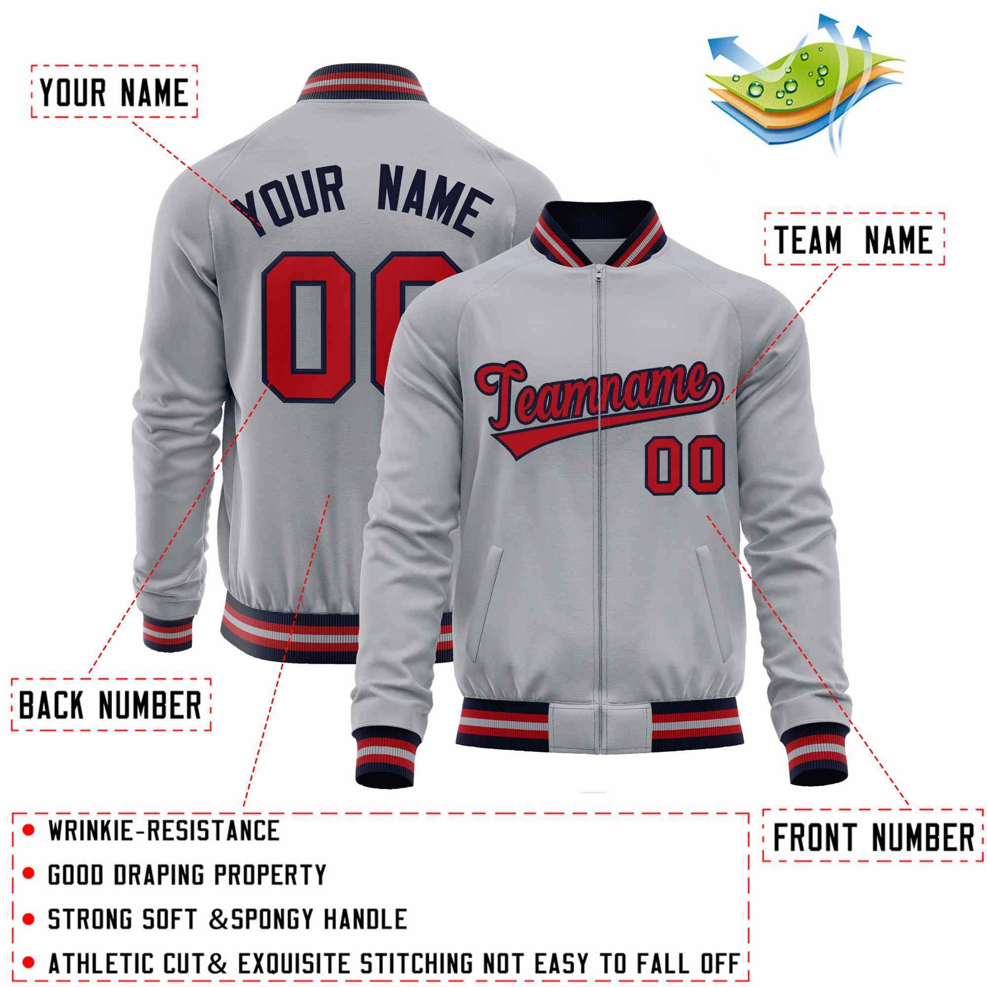 Custom Classic Style  Personalized Stitched Letters & Number Men/Women/Youth Varsity Full-Zip Baseball Jacket