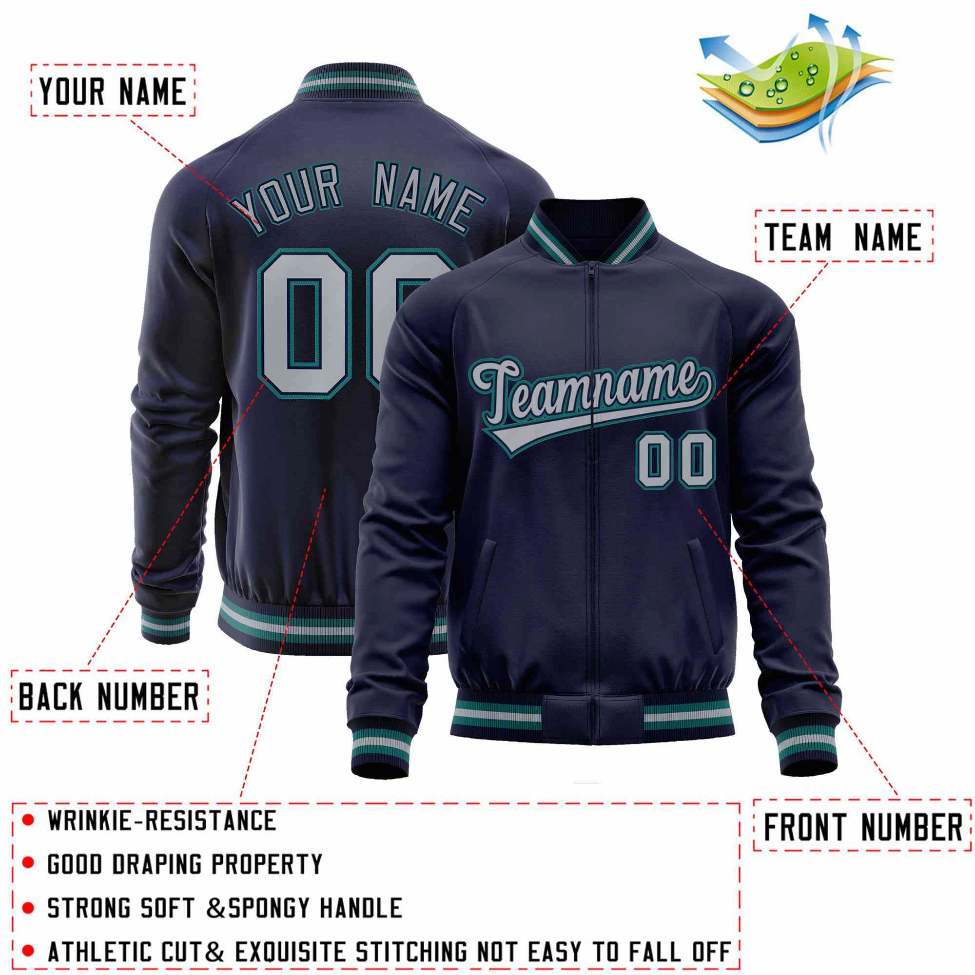Custom Classic Style  Personalized Stitched Letters & Number Men/Women/Youth Varsity Full-Zip Baseball Jacket