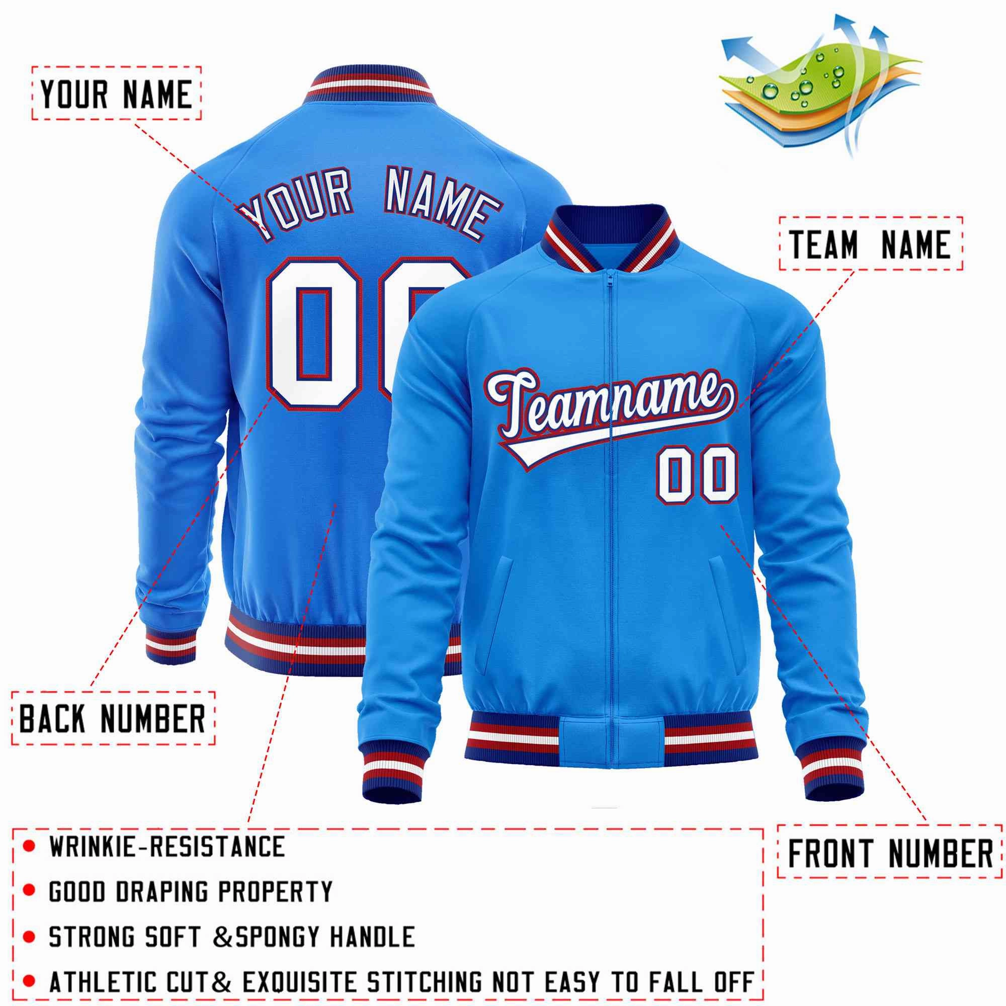 Custom Classic Style  Personalized Stitched Letters & Number Men/Women/Youth Varsity Full-Zip Baseball Jacket