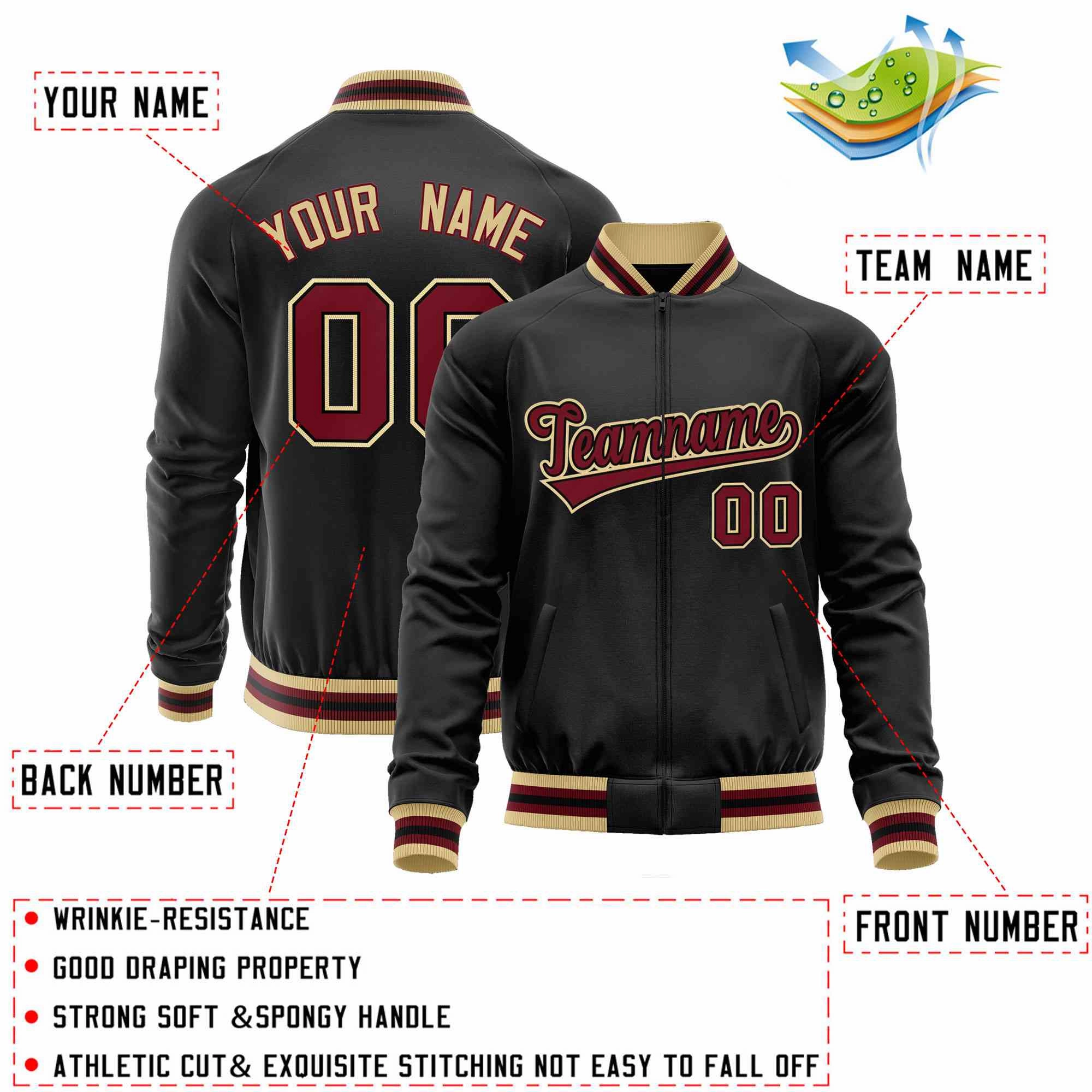 Custom Classic Style  Personalized Stitched Letters & Number Men/Women/Youth Varsity Full-Zip Baseball Jacket