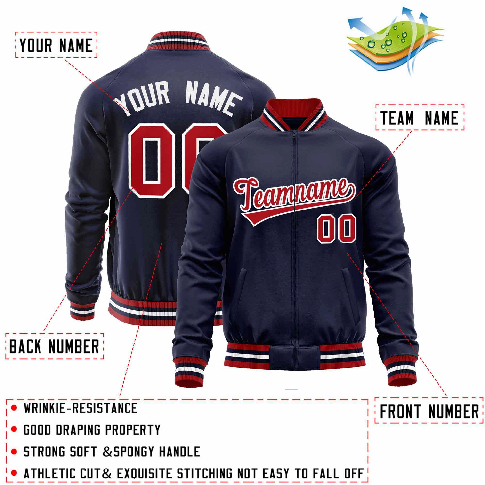 Custom Classic Style  Personalized Stitched Letters & Number Men/Women/Youth Varsity Full-Zip Baseball Jacket