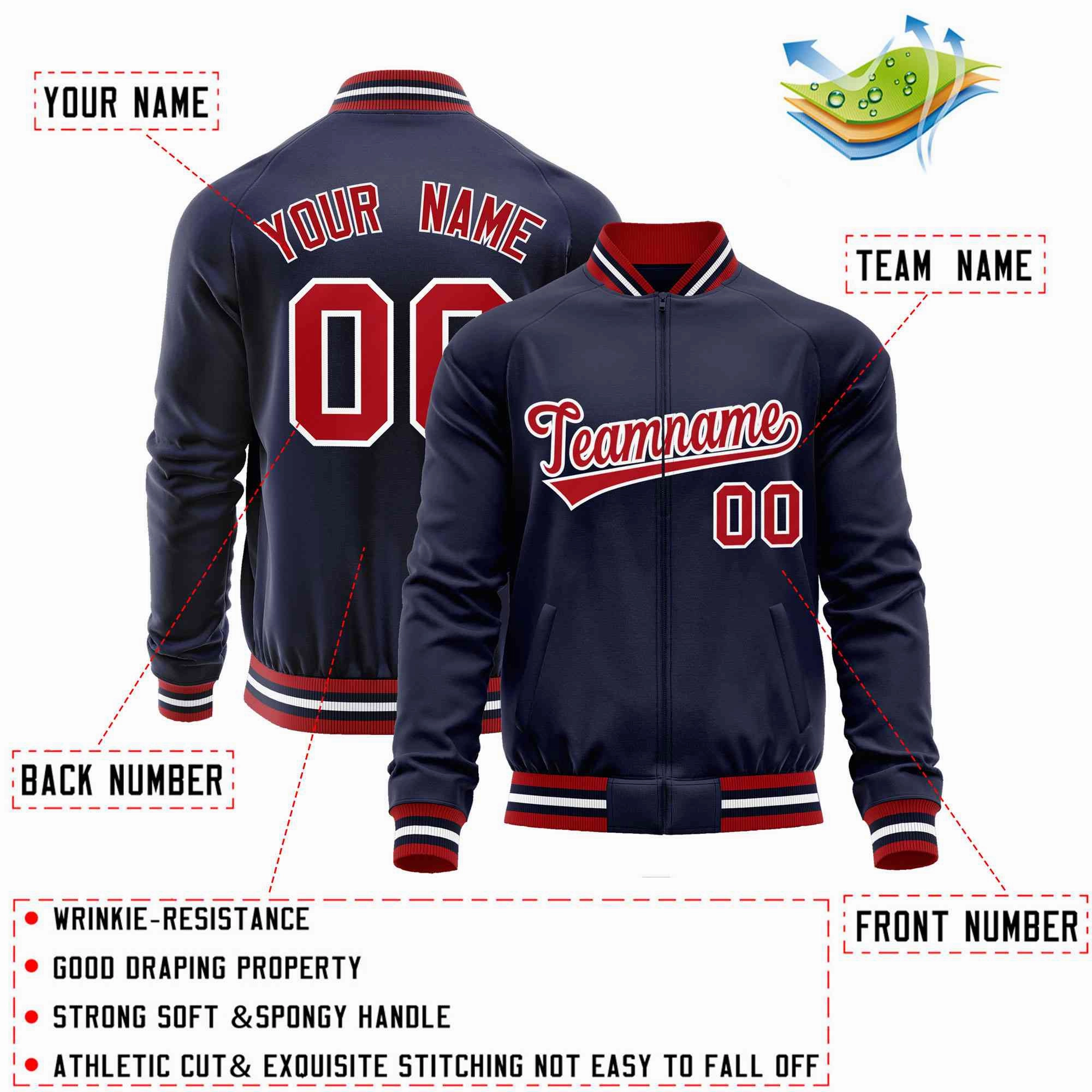 Custom Classic Style  Personalized Stitched Letters & Number Men/Women/Youth Varsity Full-Zip Baseball Jacket