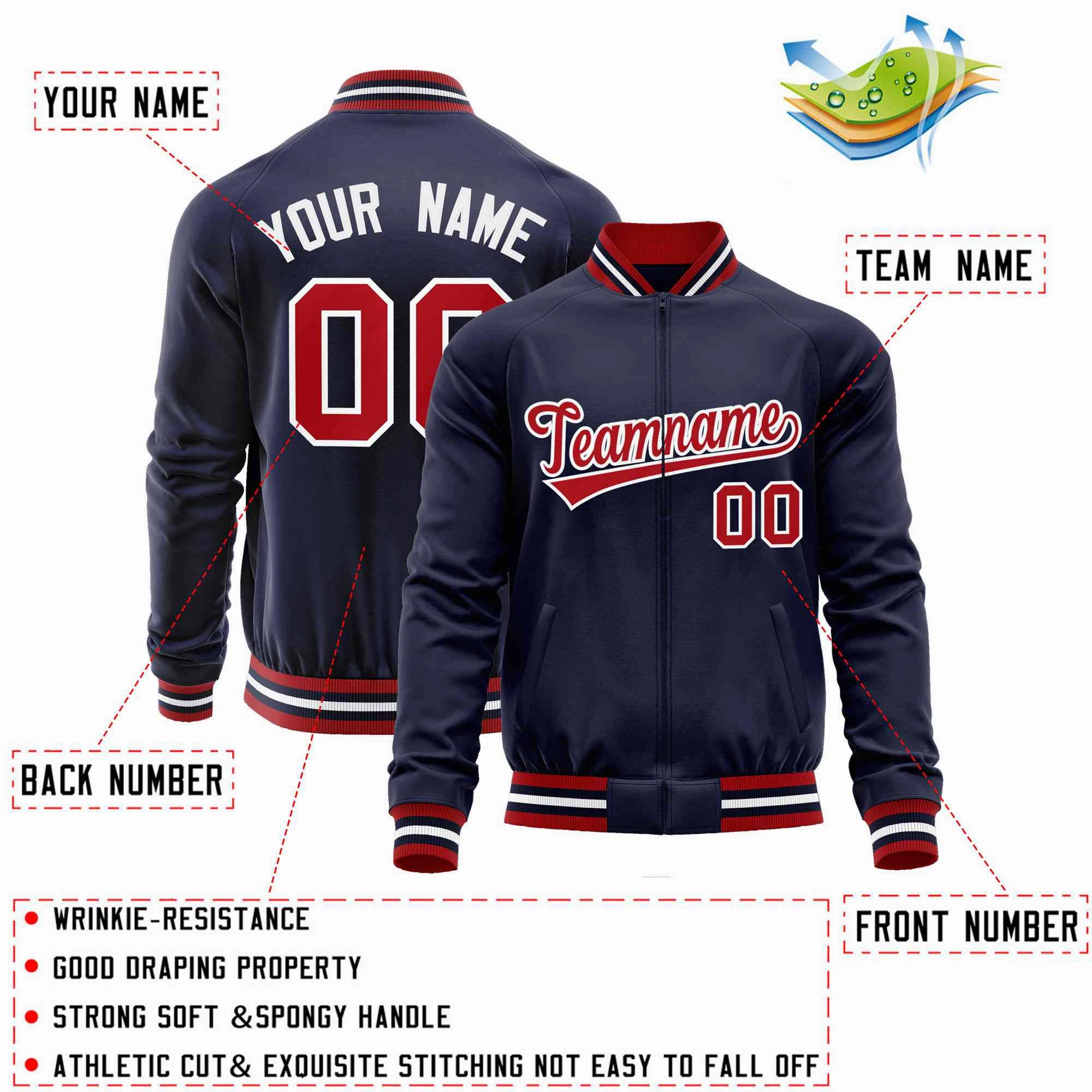 Custom Classic Style  Personalized Stitched Letters & Number Men/Women/Youth Varsity Full-Zip Baseball Jacket