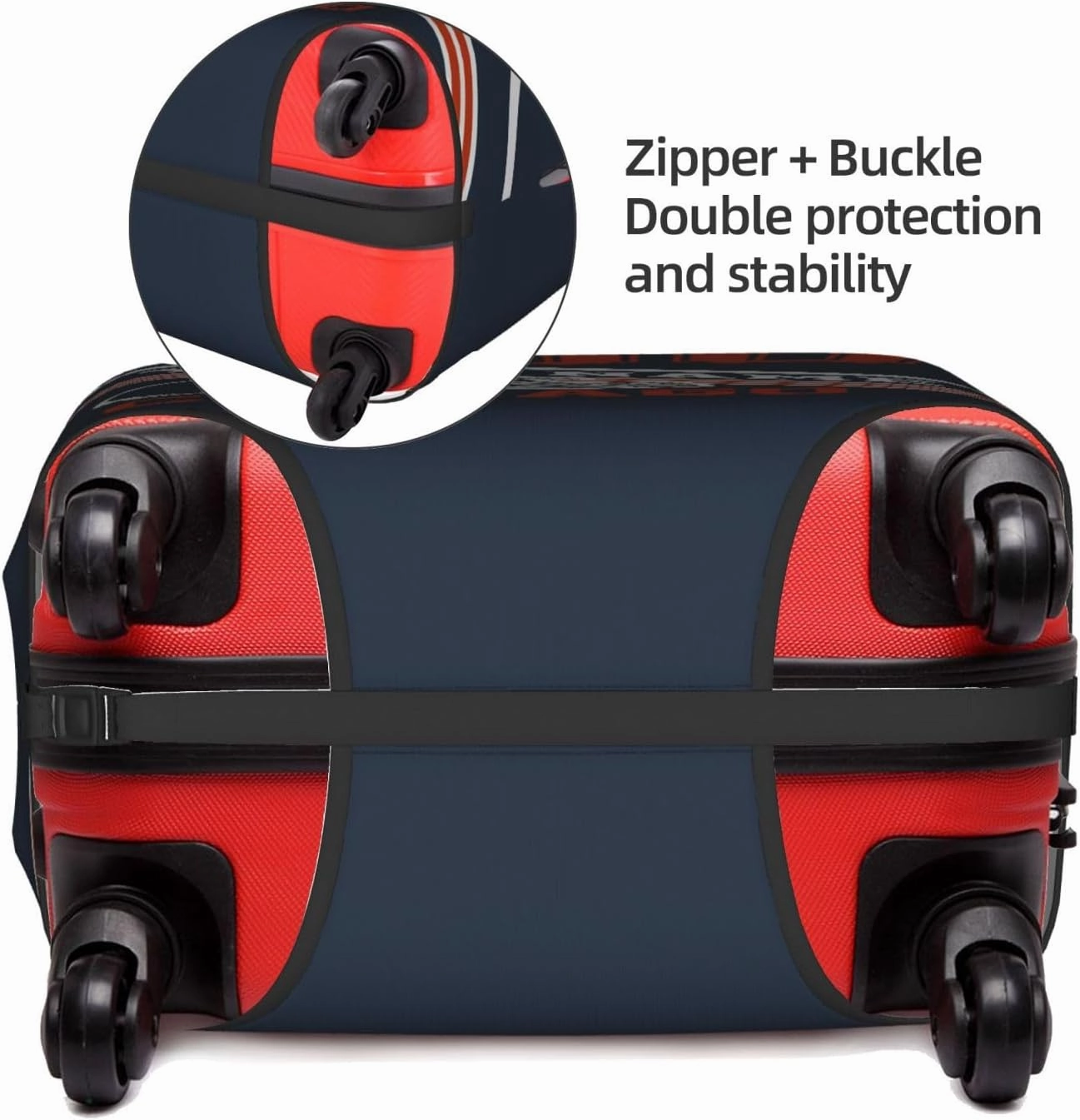 Custom Luggage Cover, Personalized Chicago Suitcase Cover for Vacation Travel, Design Your Name and Number Washable Elastic Luggage Protector Gifts for Men Women Fans
