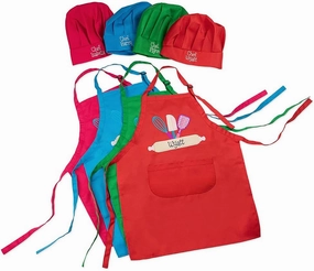 Custom Name Kids Apron Chef Hat Set For Boy Girl Cooking Baking Painting Craft