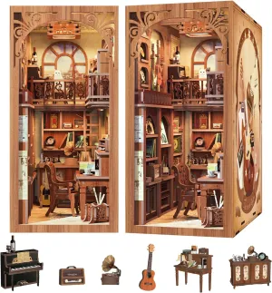 CUTEBEE Book Nook Kit - DIY Miniature House Dollhouse Kit for Adult and Teens, Booknook Bookshelf Decor Alley Model Build with LED Light, Gifts for Family and Friends