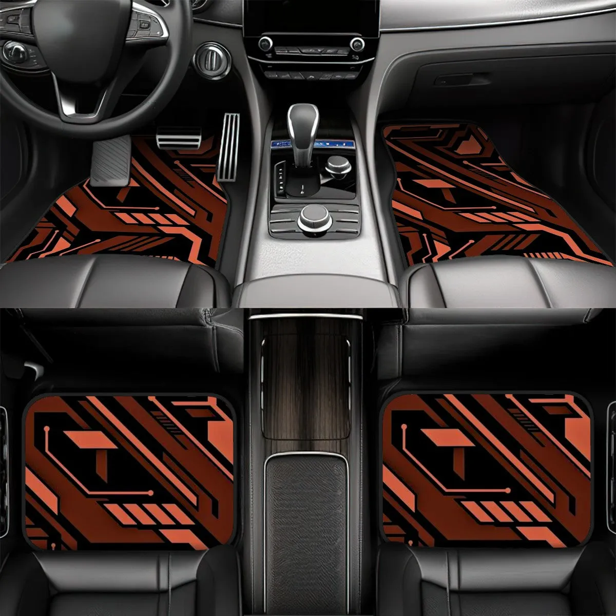 Cyberpunk Inspired Pattern Automotive Floor Mats
