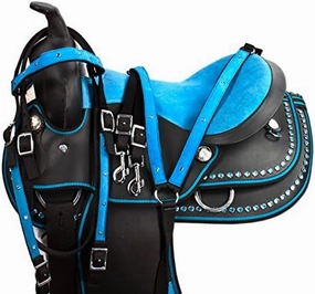 D&L Saddlery Classic Western Barrel Racing Handmade Synthetic Cordura Horse Saddle Lightweight Barrel Racing Saddle Trail Tack Equestrian Horse Saddle Tack Size 10" to 18" inches Seat, SYN07
