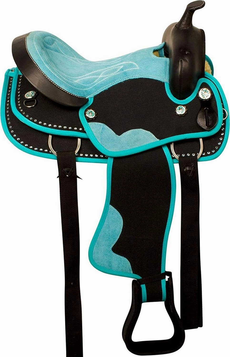 D&L Saddlery Classic Western Barrel Racing Handmade Synthetic Cordura Horse Saddle Lightweight Barrel Racing Saddle Trail Tack Equestrian Horse Saddle Tack Size 10" to 18" inches Seat, SYN25