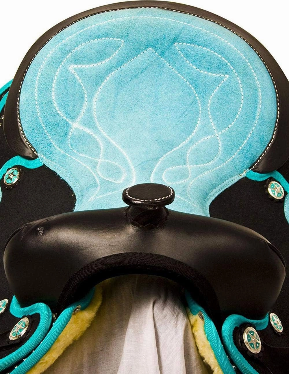 D&L Saddlery Classic Western Barrel Racing Handmade Synthetic Cordura Horse Saddle Lightweight Barrel Racing Saddle Trail Tack Equestrian Horse Saddle Tack Size 10" to 18" inches Seat, SYN25