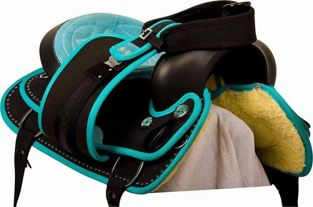 D&L Saddlery Classic Western Barrel Racing Handmade Synthetic Cordura Horse Saddle Lightweight Barrel Racing Saddle Trail Tack Equestrian Horse Saddle Tack Size 10" to 18" inches Seat, SYN25