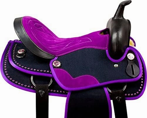 D&L Saddlery Classic Western Barrel Racing Handmade Synthetic Cordura Horse Saddle Lightweight Barrel Racing Saddle Trail Tack Equestrian Horse Saddle Tack Size 10" to 18" inches Seat, SYN27