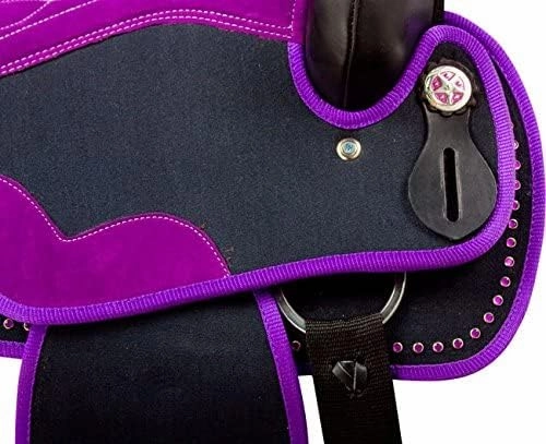 D&L Saddlery Classic Western Barrel Racing Handmade Synthetic Cordura Horse Saddle Lightweight Barrel Racing Saddle Trail Tack Equestrian Horse Saddle Tack Size 10" to 18" inches Seat, SYN27