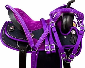 D&L Saddlery Classic Western Barrel Racing Handmade Synthetic Cordura Horse Saddle Lightweight Barrel Racing Saddle Trail Tack Equestrian Horse Saddle Tack Size 10" to 18" inches Seat, SYN27