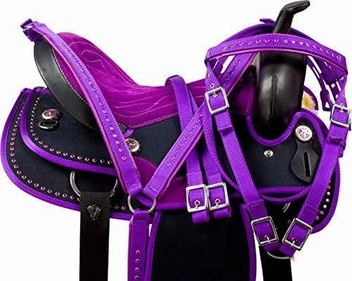 D&L Saddlery Classic Western Barrel Racing Handmade Synthetic Cordura Horse Saddle Lightweight Barrel Racing Saddle Trail Tack Equestrian Horse Saddle Tack Size 10" to 18" inches Seat, SYN27