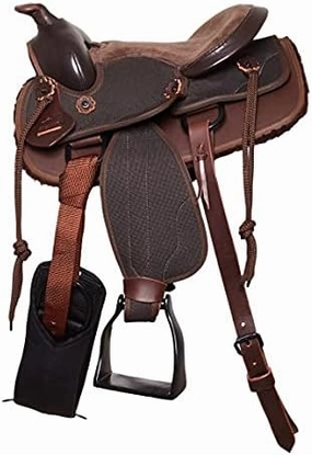 D&L Saddlery Classic Western Barrel Racing Handmade Synthetic Cordura Horse Saddle Lightweight Barrel Racing Saddle Trail Tack Equestrian Horse Saddle Tack Size 10" to 18" inches Seat, SYN33