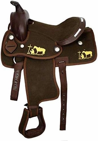D&L Saddlery Classic Western Barrel Racing Handmade Synthetic Cordura Horse Saddle Lightweight Barrel Racing Saddle Trail Tack Equestrian Horse Saddle Tack Size 10" to 18" inches Seat, SYN51
