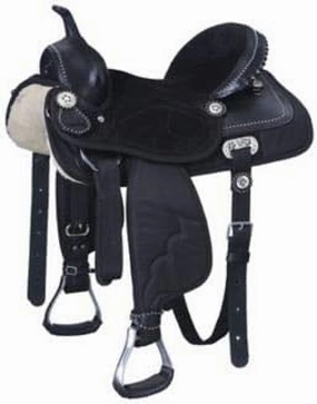 D&L Saddlery Classic Western Barrel Racing Handmade Synthetic Cordura Horse Saddle Lightweight Barrel Racing Saddle Trail Tack Equestrian Horse Saddle Tack Size 10" to 18" inches Seat, SYN57