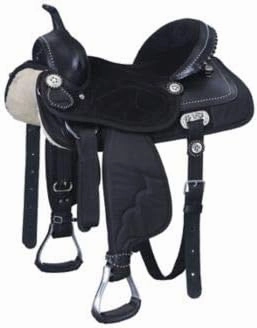 D&L Saddlery Classic Western Barrel Racing Handmade Synthetic Cordura Horse Saddle Lightweight Barrel Racing Saddle Trail Tack Equestrian Horse Saddle Tack Size 10" to 18" inches Seat, SYN57