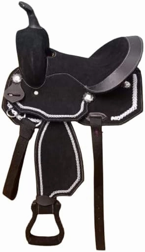 D&L Saddlery Synthetic Western Barrel Racing Horse Saddle Classic Handmade Cordura Lightweight Barrel Racing Saddle Trail Tack Equestrian Horse Saddle Tack Size 10" to 18" inches Seat, S01
