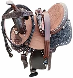 D&L Saddlery Western Barrel Racing Horse Saddles Trail Equestrian Horse Saddle Classic Quality Premium Leather Comfort for Horse Riding Size:10-18 inches Seat Available BRL17