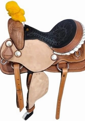 D&L Saddlery Western Barrel Racing Horse Saddles Trail Equestrian Horse Saddle Classic Quality Premium Leather Comfort for Horse Riding Size:10-18 inches Seat Available BRL23