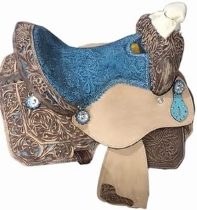 D&L Saddlery Western Barrel Racing Horse Saddles Trail Equestrian Horse Saddle Classic Quality Premium Leather Comfort for Horse Riding Size:10-18 inches Seat Available BRL25