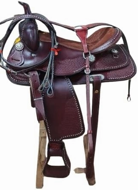D&L Saddlery Western Barrel Racing Horse Saddles Trail Equestrian Horse Saddle Classic Quality Premium Leather Comfort for Horse Riding Size:10-18 inches Seat Available BRL32
