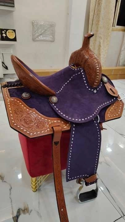 D&L SADDLERY Western Barrel Racing Wooden Tree Horse Saddles Handmade Leather Comfort for Horses Trail Equestrian Tooled Carved Horse Saddle Riding Size: 10-18 inches Seat, EQ02