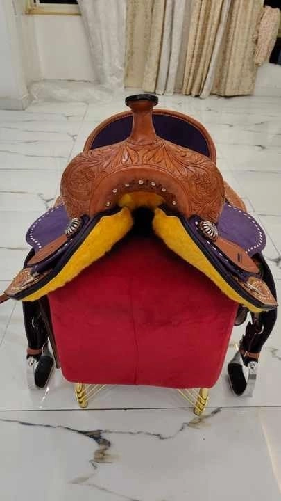 D&L SADDLERY Western Barrel Racing Wooden Tree Horse Saddles Handmade Leather Comfort for Horses Trail Equestrian Tooled Carved Horse Saddle Riding Size: 10-18 inches Seat, EQ02