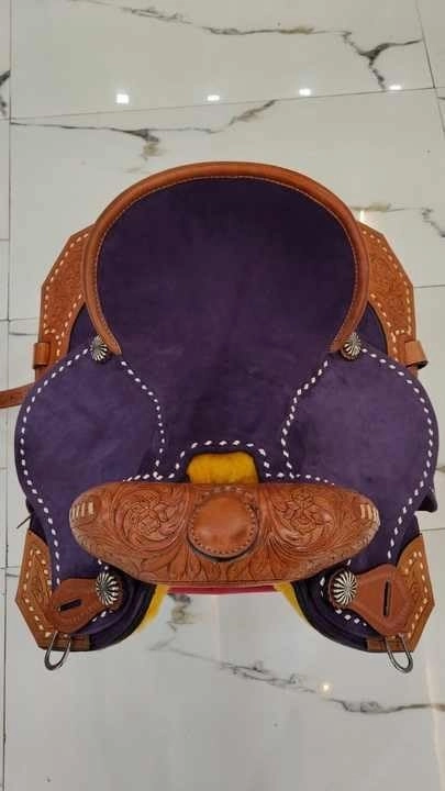 D&L SADDLERY Western Barrel Racing Wooden Tree Horse Saddles Handmade Leather Comfort for Horses Trail Equestrian Tooled Carved Horse Saddle Riding Size: 10-18 inches Seat, EQ02