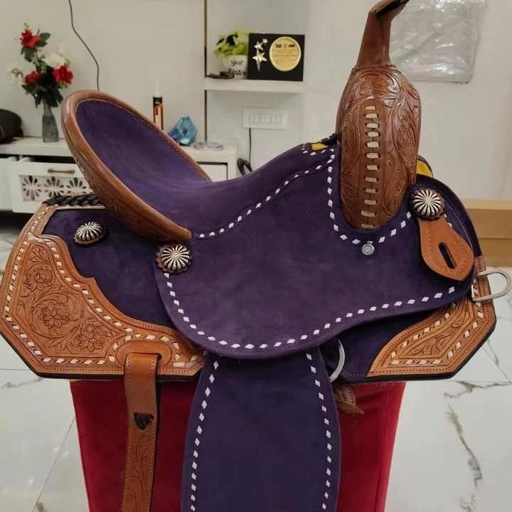 D&L SADDLERY Western Barrel Racing Wooden Tree Horse Saddles Handmade Leather Comfort for Horses Trail Equestrian Tooled Carved Horse Saddle Riding Size: 10-18 inches Seat, EQ02