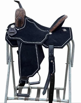 D&L SADDLERY Western Barrel Racing Wooden Tree Horse Saddles Handmade Leather Comfort for Horses Trail Equestrian Tooled Carved Horse Saddle Riding Size: 10-18 inches Seat, EQ06