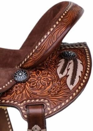 D&L SADDLERY Western Barrel Racing Wooden Tree Horse Saddles Handmade Leather Comfort for Horses Trail Equestrian Tooled Carved Horse Saddle Riding Size: 10-18 inches Seat, EQ07